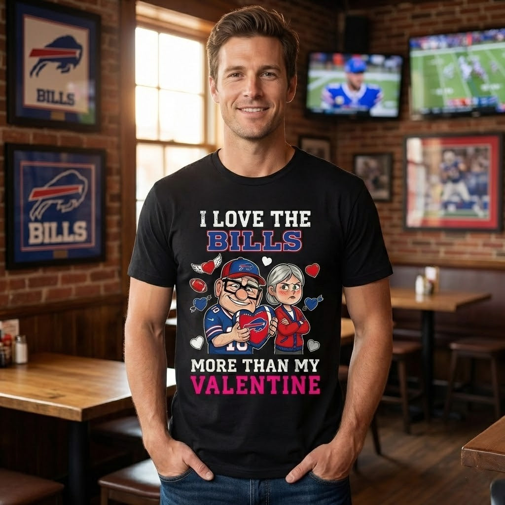 Buffalo Bills Up Characters I Love The Bills More Than My Valentine T-Shirt - LeagueLockerGear