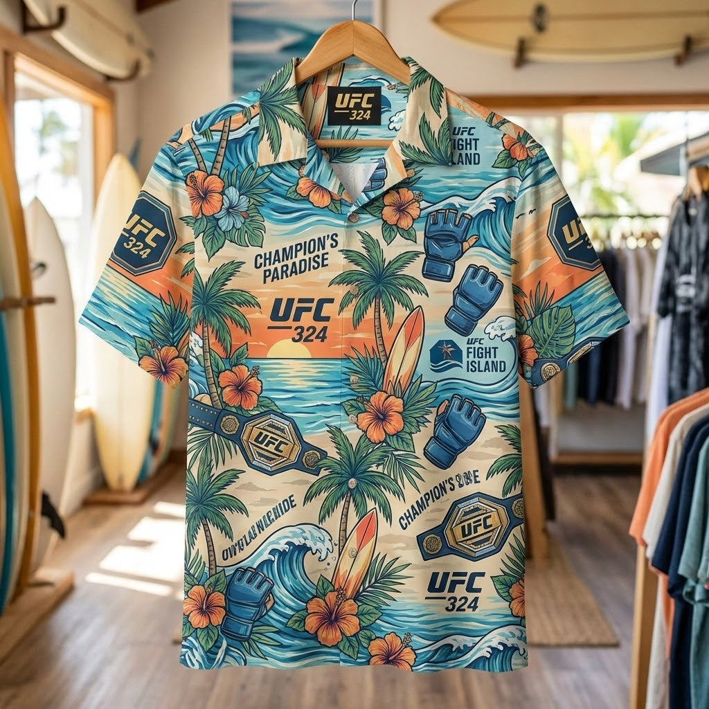 UFC 324 Fight Island Champion's Paradise Hawaiian Shirt - LeagueLockerGear