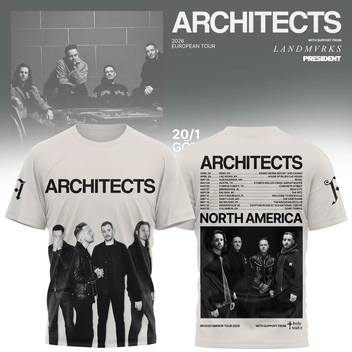 Architects Broken Mirror Tour 2026 North America T-Shirt - LeagueLockerGear