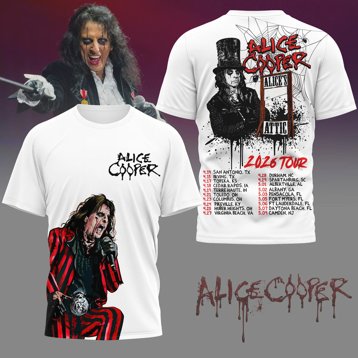 Alice Cooper Alice's Attic 2026 Tour T-Shirt - LeagueLockerGear