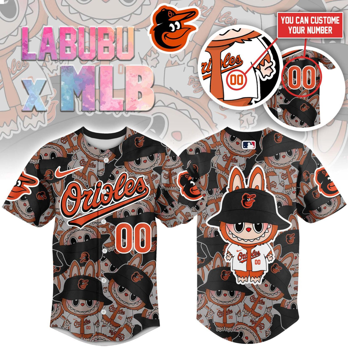 Baltimore Orioles Labubu X MLB Custom Baseball Jersey - LeagueLockerGear
