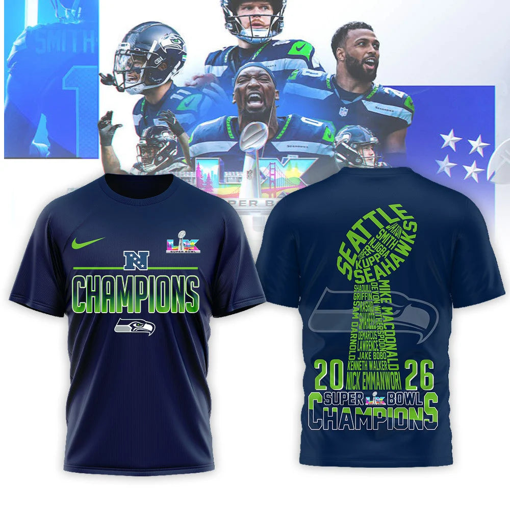 Seattle Seahawks Super Bowl LIX 2026 Champions T-Shirt - LeagueLockerGear