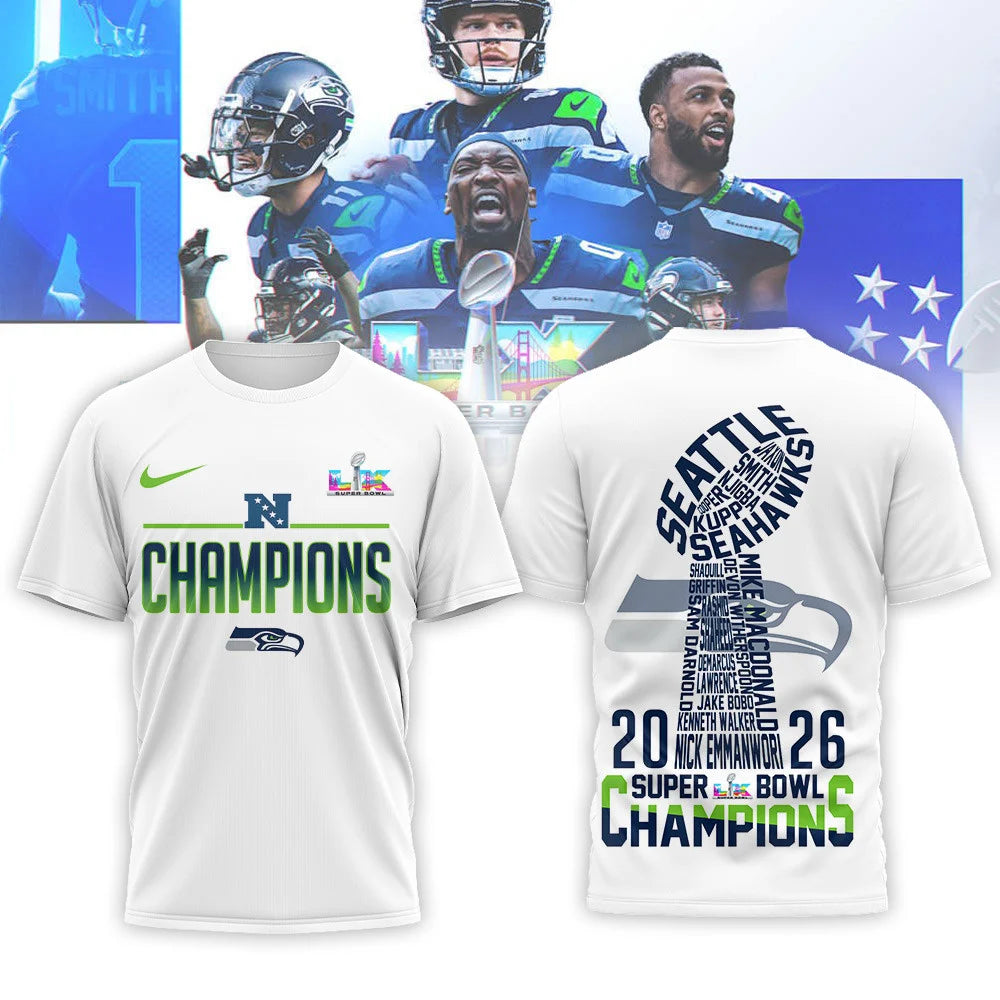 Seattle Seahawks Super Bowl LIX 2026 Champions T-Shirt - LeagueLockerGear