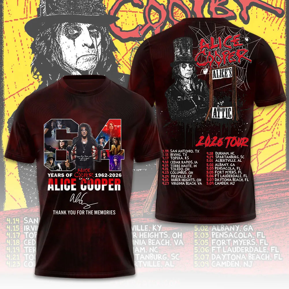 Alice Cooper 64 Years of Cooper 2026 Tour T-Shirt - LeagueLockerGear