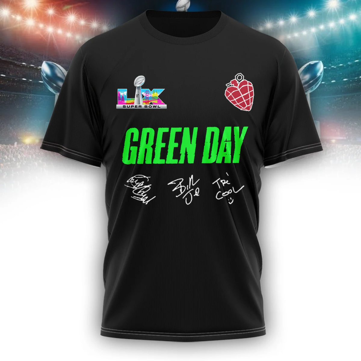 Green Day Super Bowl 60th Anniversary T-Shirt - LeagueLockerGear