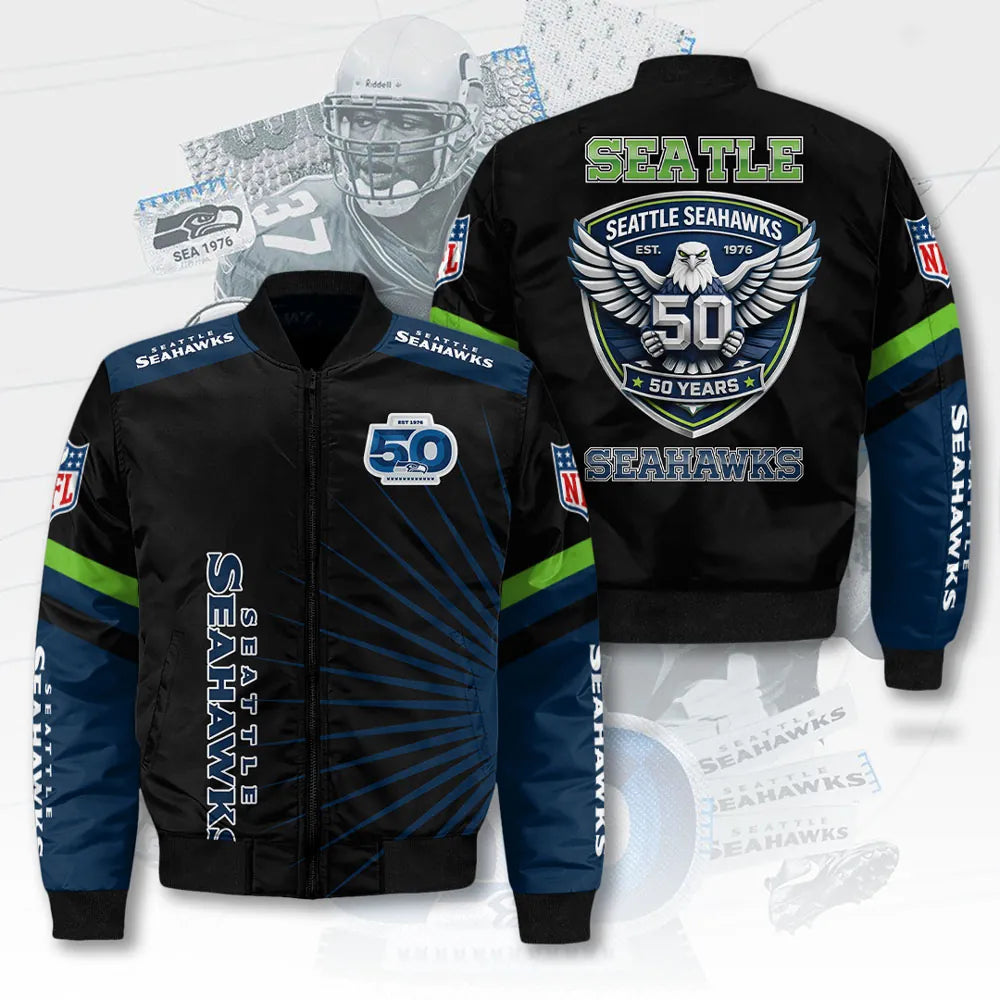 Seattle Seahawks 50 Years Anniversary Bomber Jacket - LeagueLockerGear