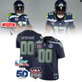 Seattle Seahawks 50th Anniversary Super Bowl LIX Custom Jersey - LeagueLockerGear