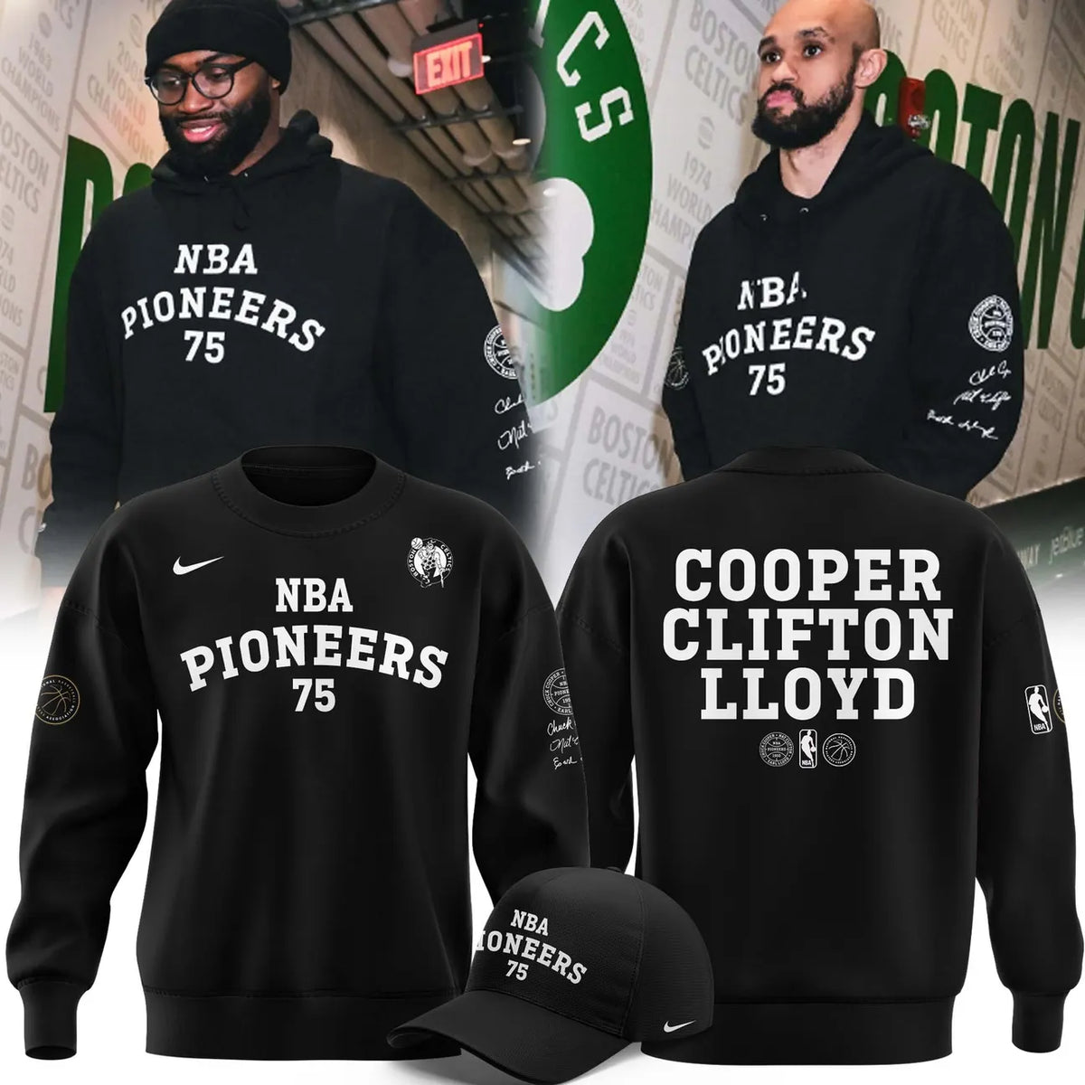 Boston Celtics NBA Pioneers 75 Cooper Clifton Lloyd Sweatshirt - LeagueLockerGear