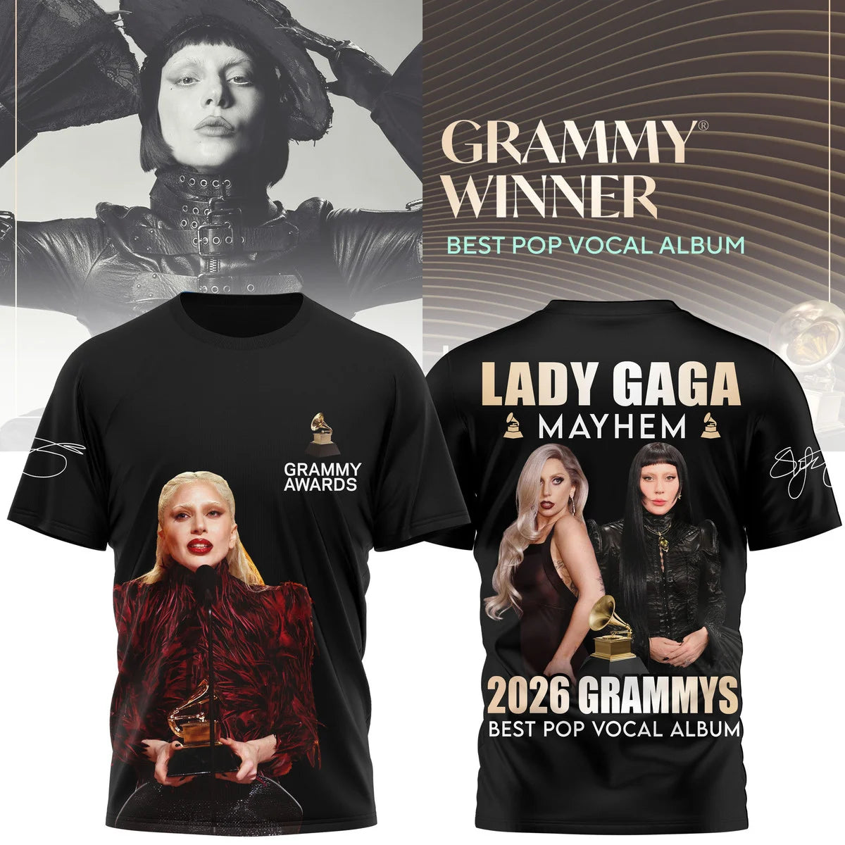 Lady Gaga Mayhem 2026 Grammys Best Pop Vocal Album T-Shirt - LeagueLockerGear