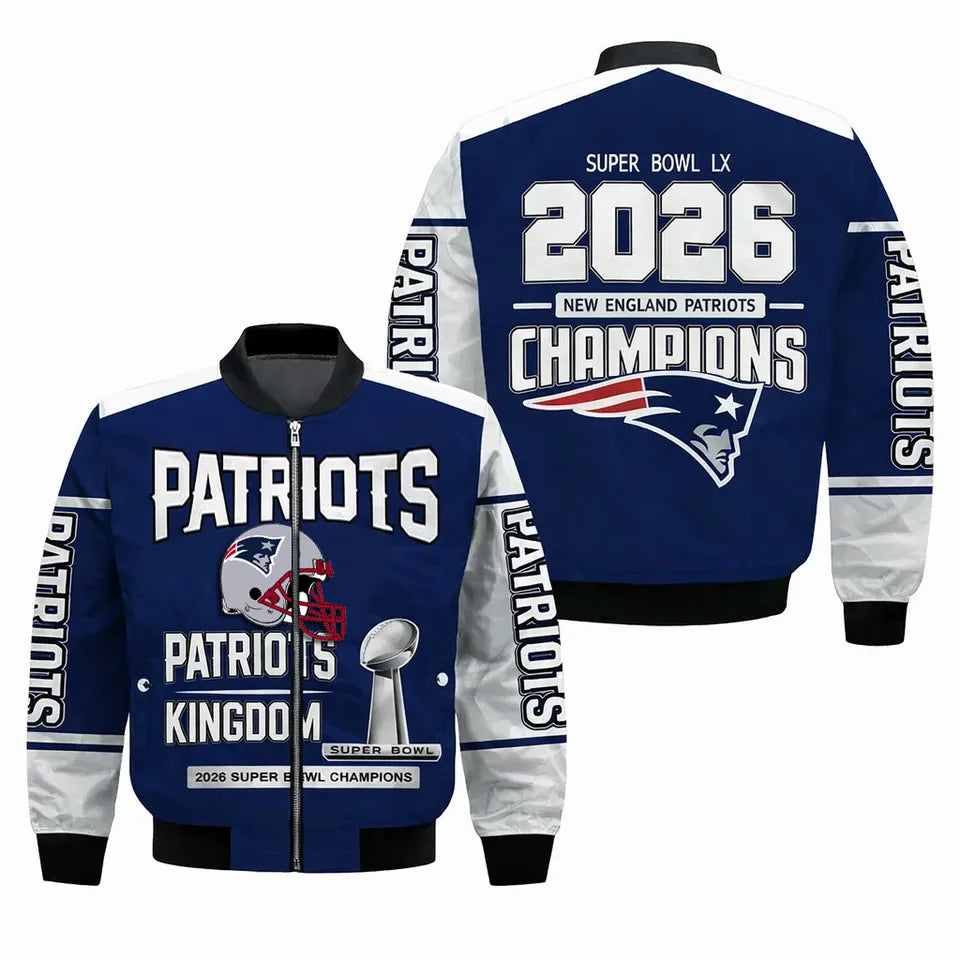 New England Patriots Super Bowl LX 2026 Champions Bomber Jacket - LeagueLockerGear