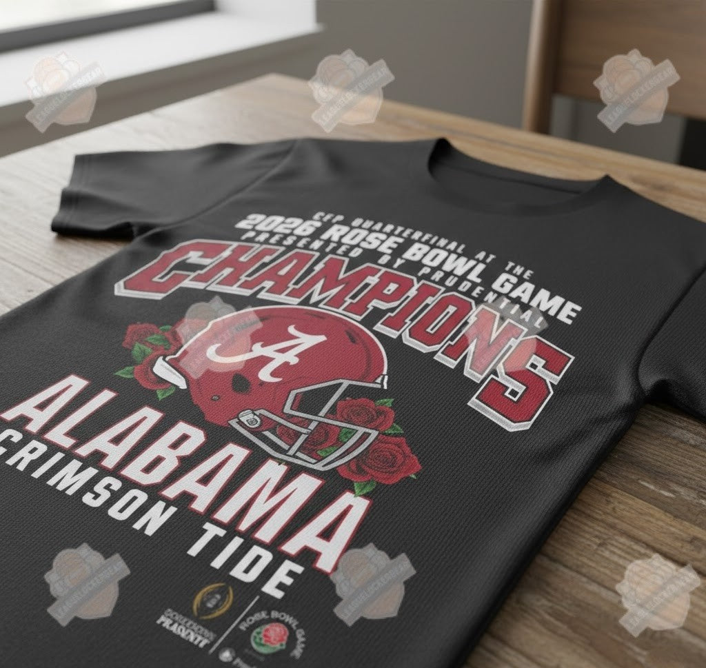 Alabama Crimson Tide 2026 Rose Bowl Game Champions T-Shirt - LeagueLockerGear