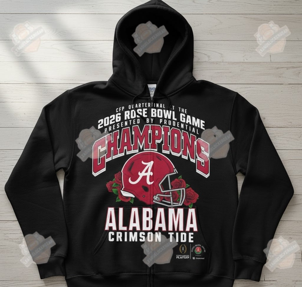 Alabama Crimson Tide 2026 Rose Bowl Game Champions Zip Hoodie - LeagueLockerGear