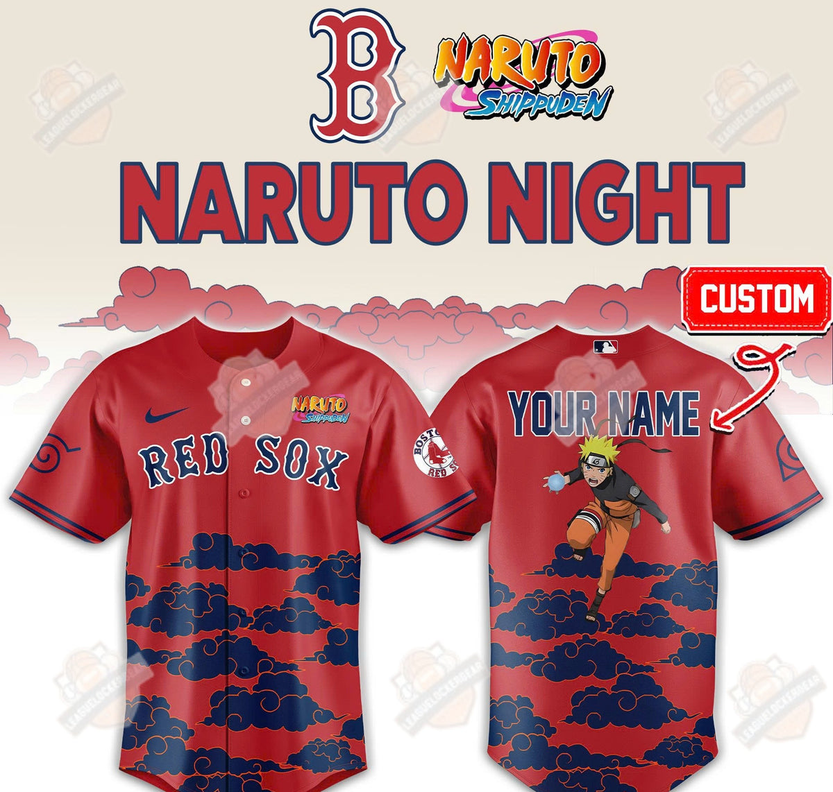 Boston Red Sox Naruto Night Custom Baseball Jersey - LeagueLockerGear