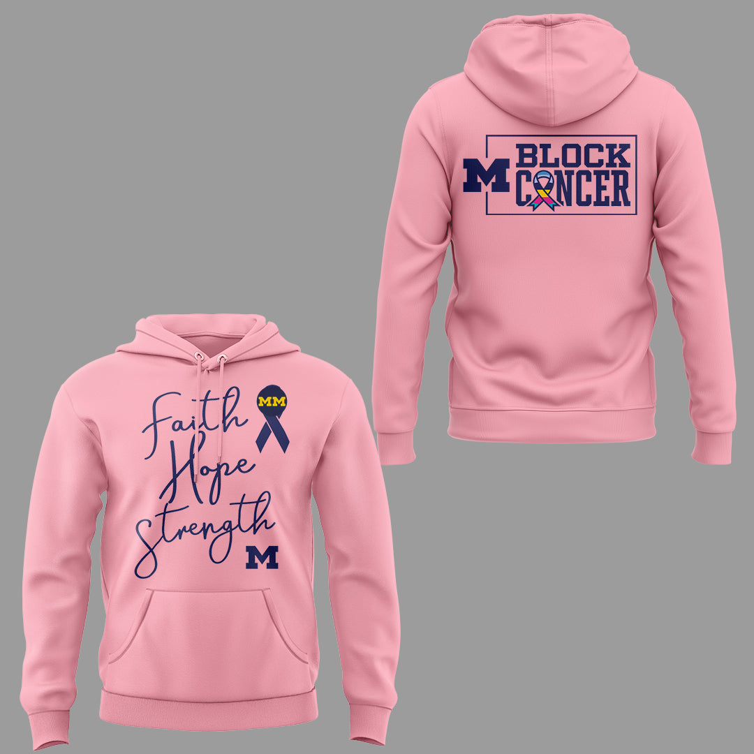 Michigan Wolverines Block M Cancer Hoodie - LeagueLockerGear