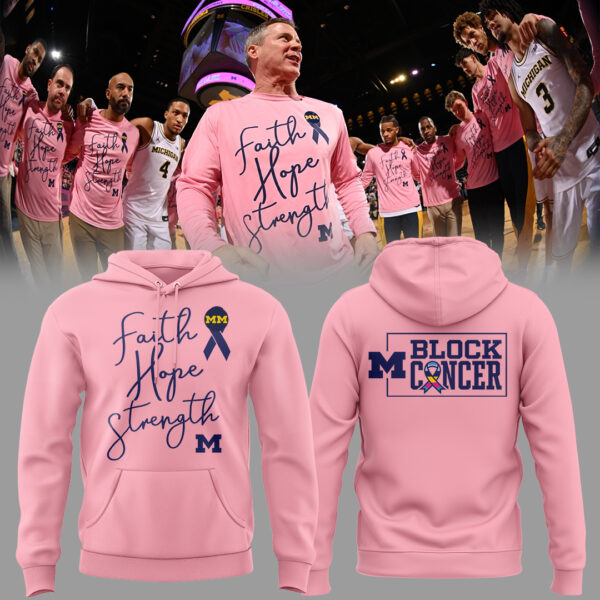 Michigan Wolverines Block M Cancer Hoodie - LeagueLockerGear