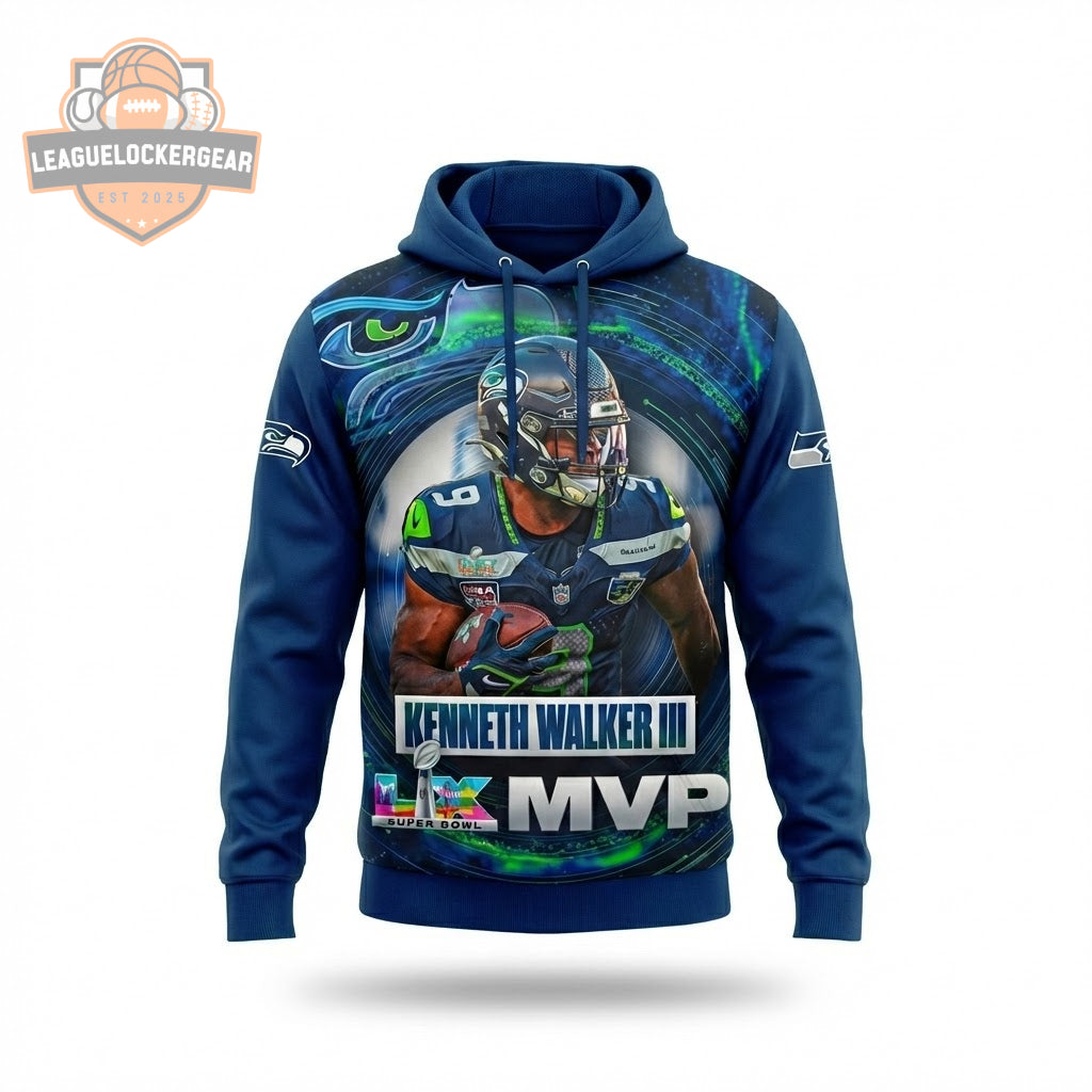 Seattle Seahawks Kenneth Walker III Super Bowl LX MVP Hoodie - LeagueLockerGear