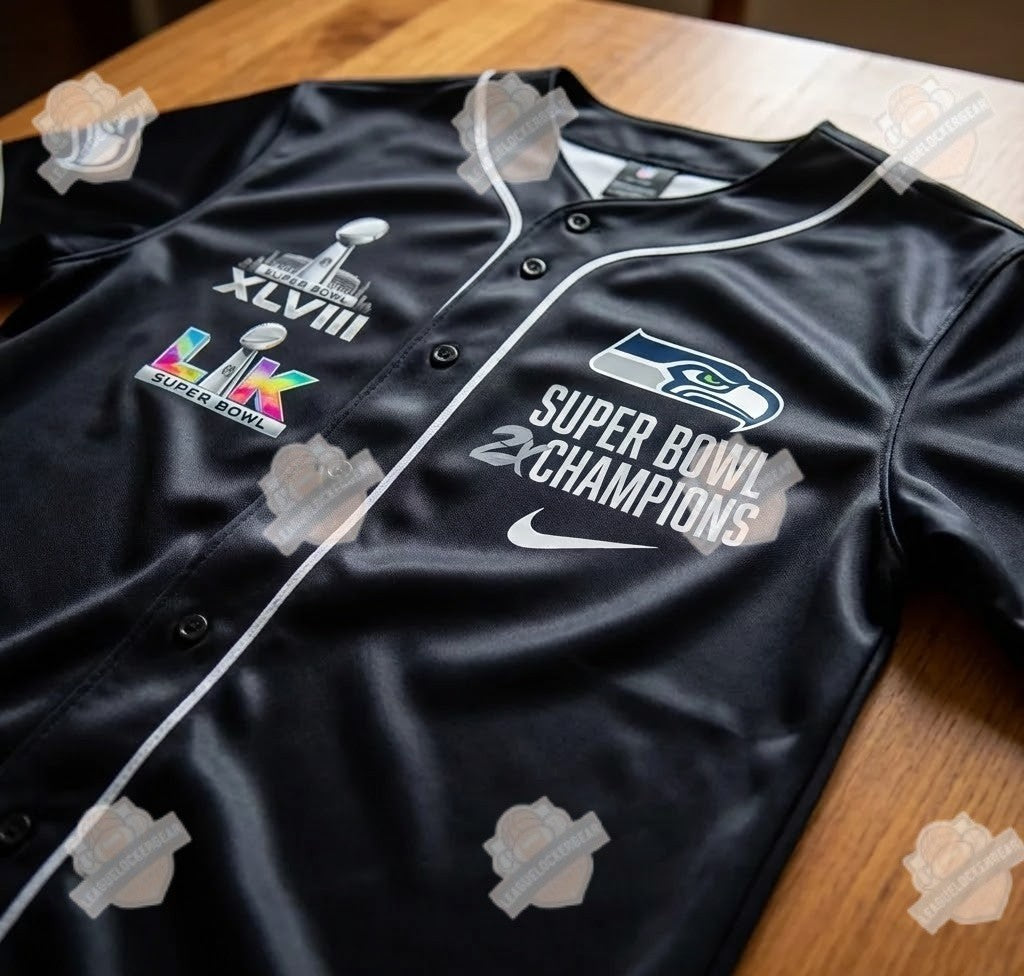 Seattle Seahawks Super Bowl 2X Champions Baseball Jersey - LeagueLockerGear