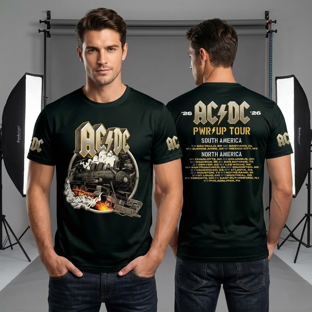 AC/DC PWR/UP TOUR 2026 Rock N Roll Train T-Shirt - LeagueLockerGear