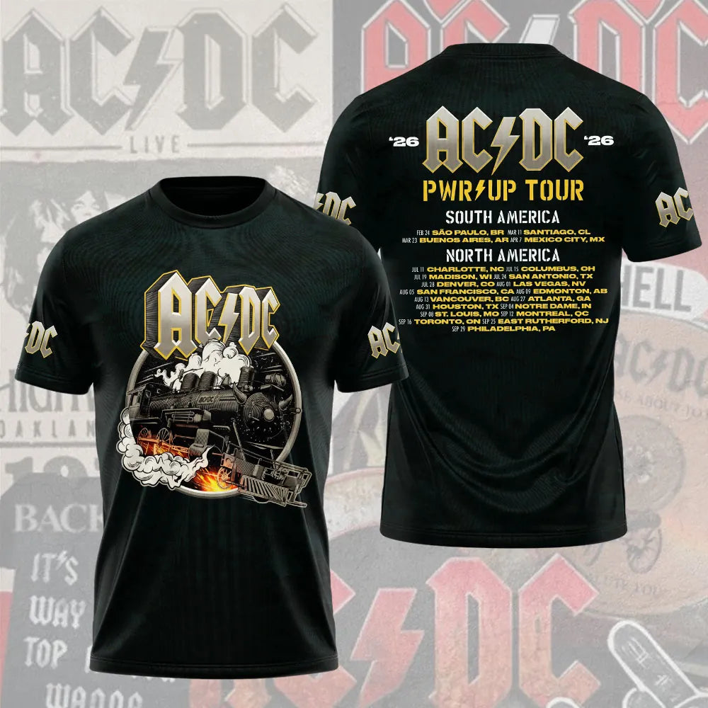 AC/DC PWR/UP TOUR 2026 Rock N Roll Train T-Shirt - LeagueLockerGear