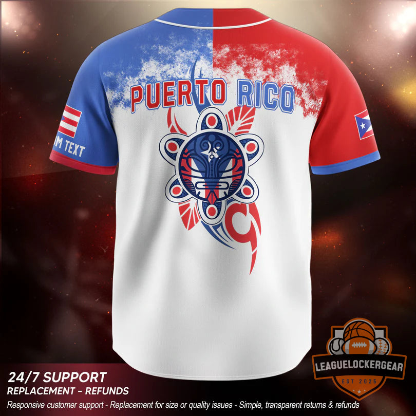 Puerto Rico Coqui Frog Taino Turtle Baseball Jersey - LeagueLockerGear