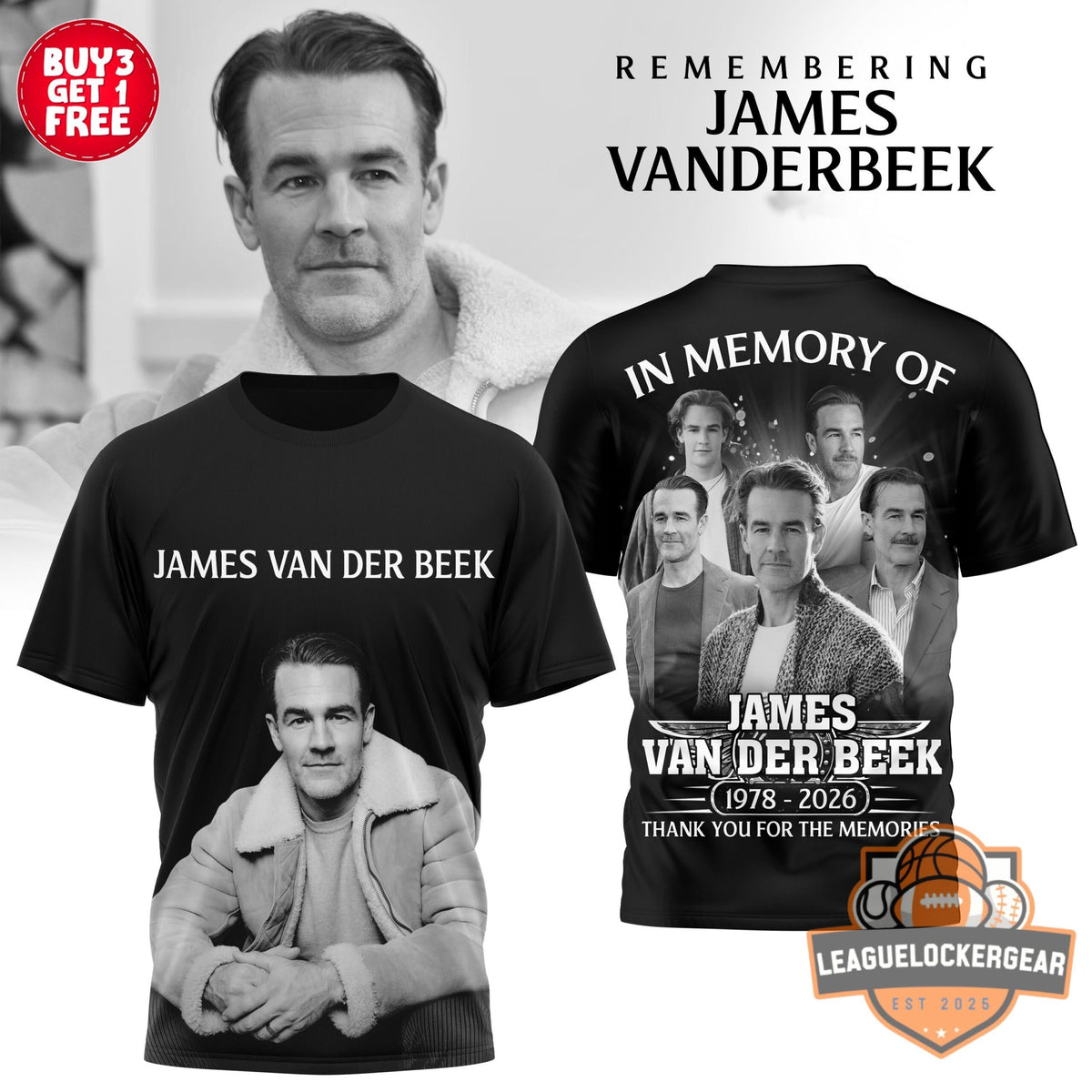James Van Der Beek In Memory Of 1978-2026 T-Shirt - LeagueLockerGear