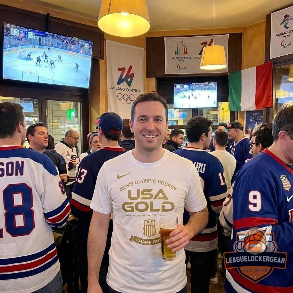 USA Men's Hockey 2026 Milan-Cortina Winter Olympics Gold Champions T-Shirt - LeagueLockerGear