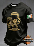 St Patricks Day Hello Darkness My Old Friend Guinness Beer Embroidered T-Shirt - LeagueLockerGear