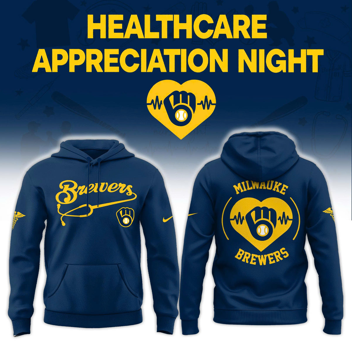 Milwaukee Brewers Healthcare Appreciation Night Hoodie - LeagueLockerGear