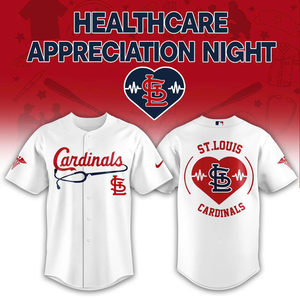 St. Louis Cardinals Healthcare Appreciation Night Baseball Jersey - LeagueLockerGear