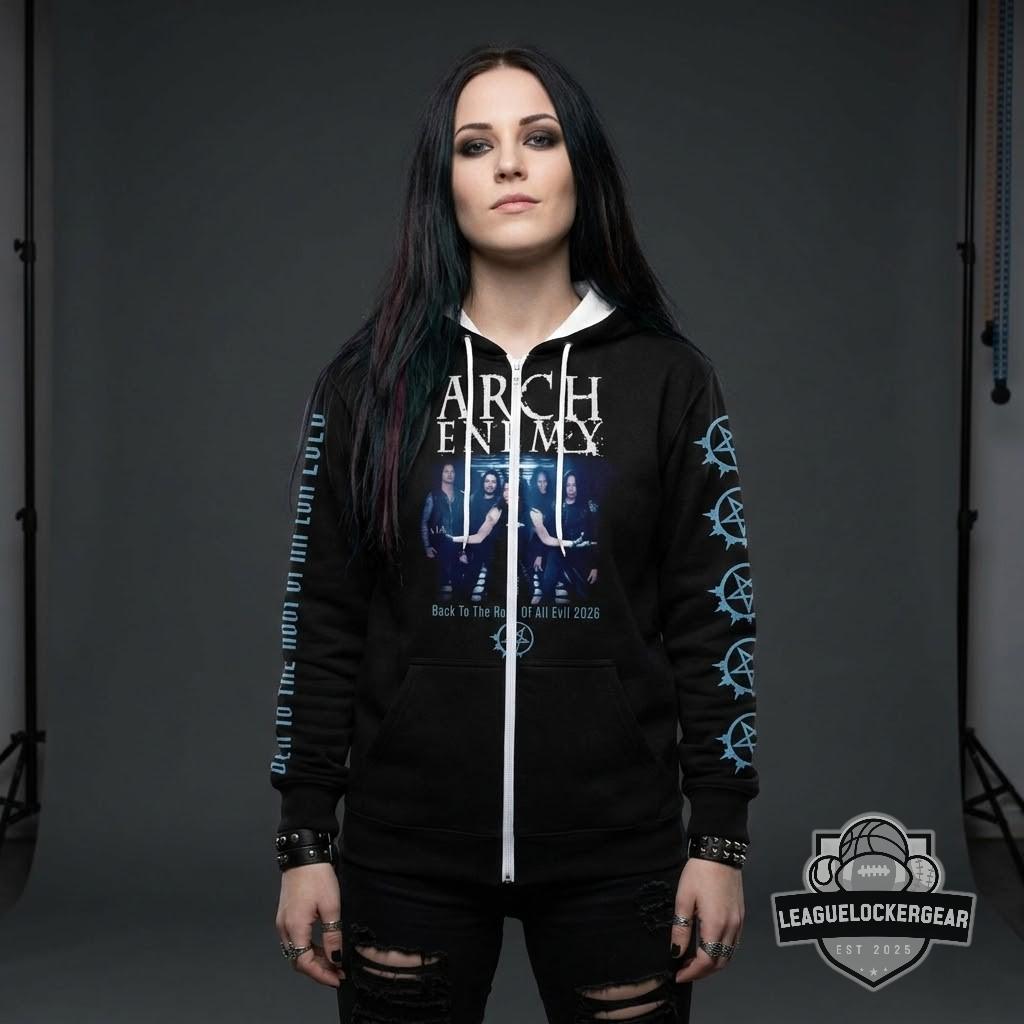 Arch Enemy Back To The Root Of All Evil 2026 Tour 3D Zip-Up Hoodie - LeagueLockerGear