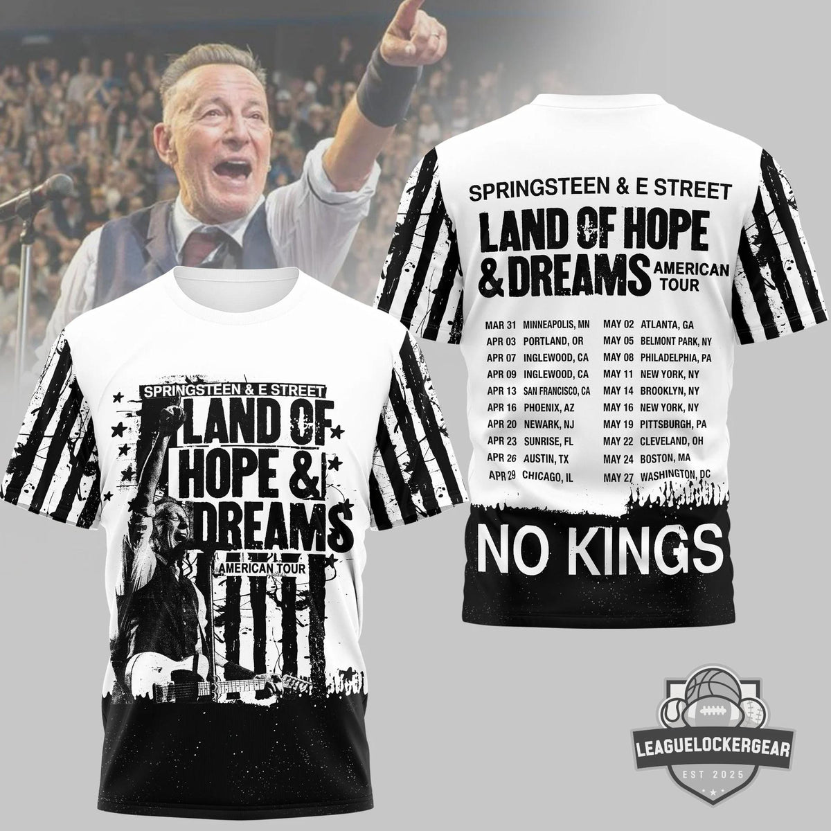 Bruce Springsteen & E Street Band Land Of Hope & Dreams American Tour T-Shirt - LeagueLockerGear