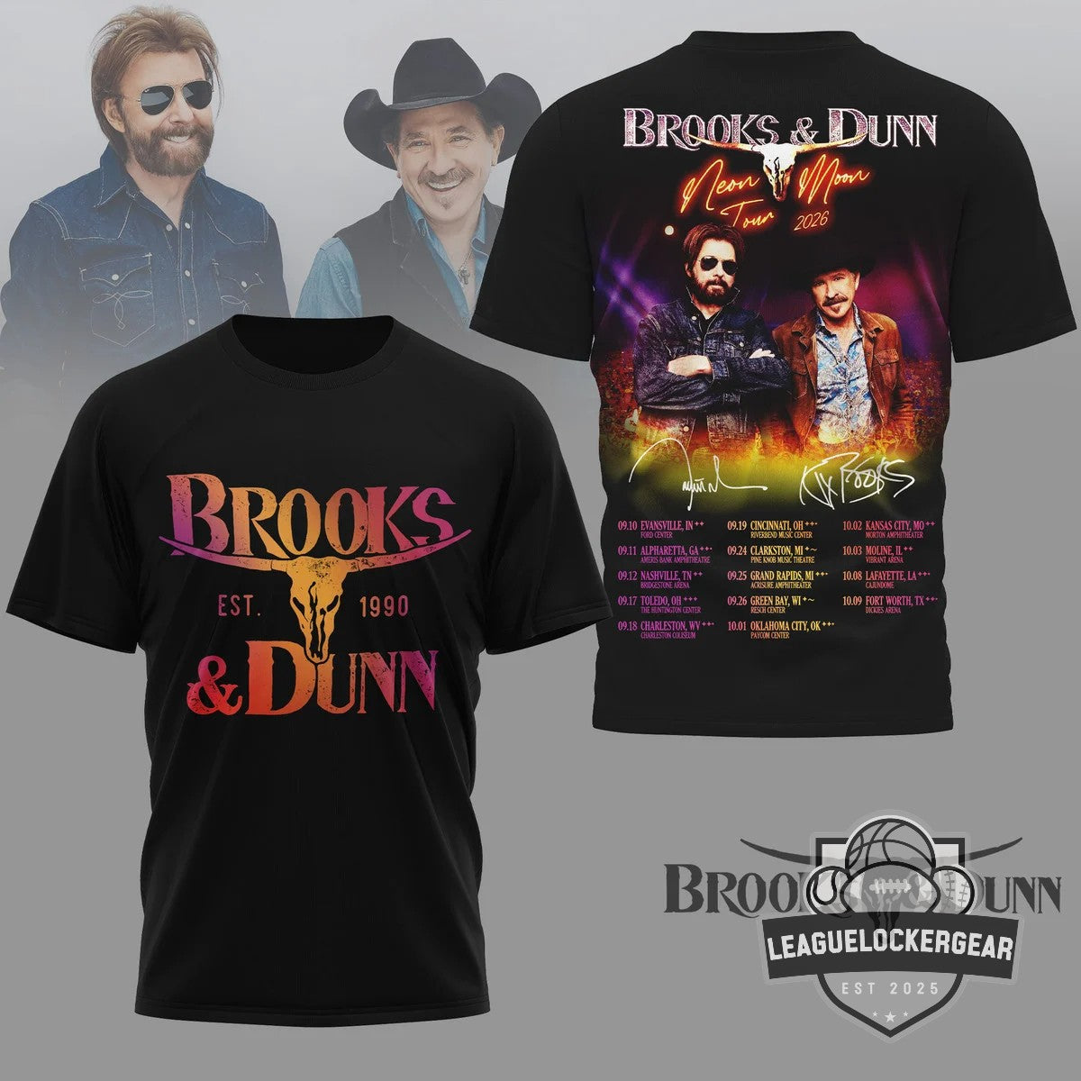 Brooks & Dunn Neon Moon Tour 2026 T-Shirt - LeagueLockerGear