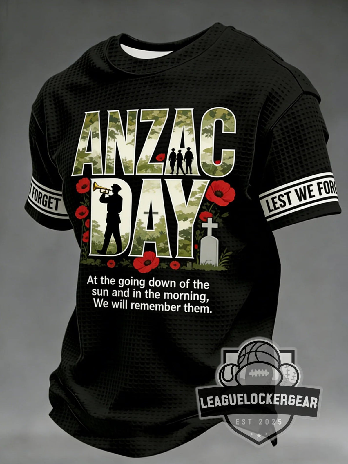 ANZAC Day Lest We Forget Poppies T-Shirt - LeagueLockerGear