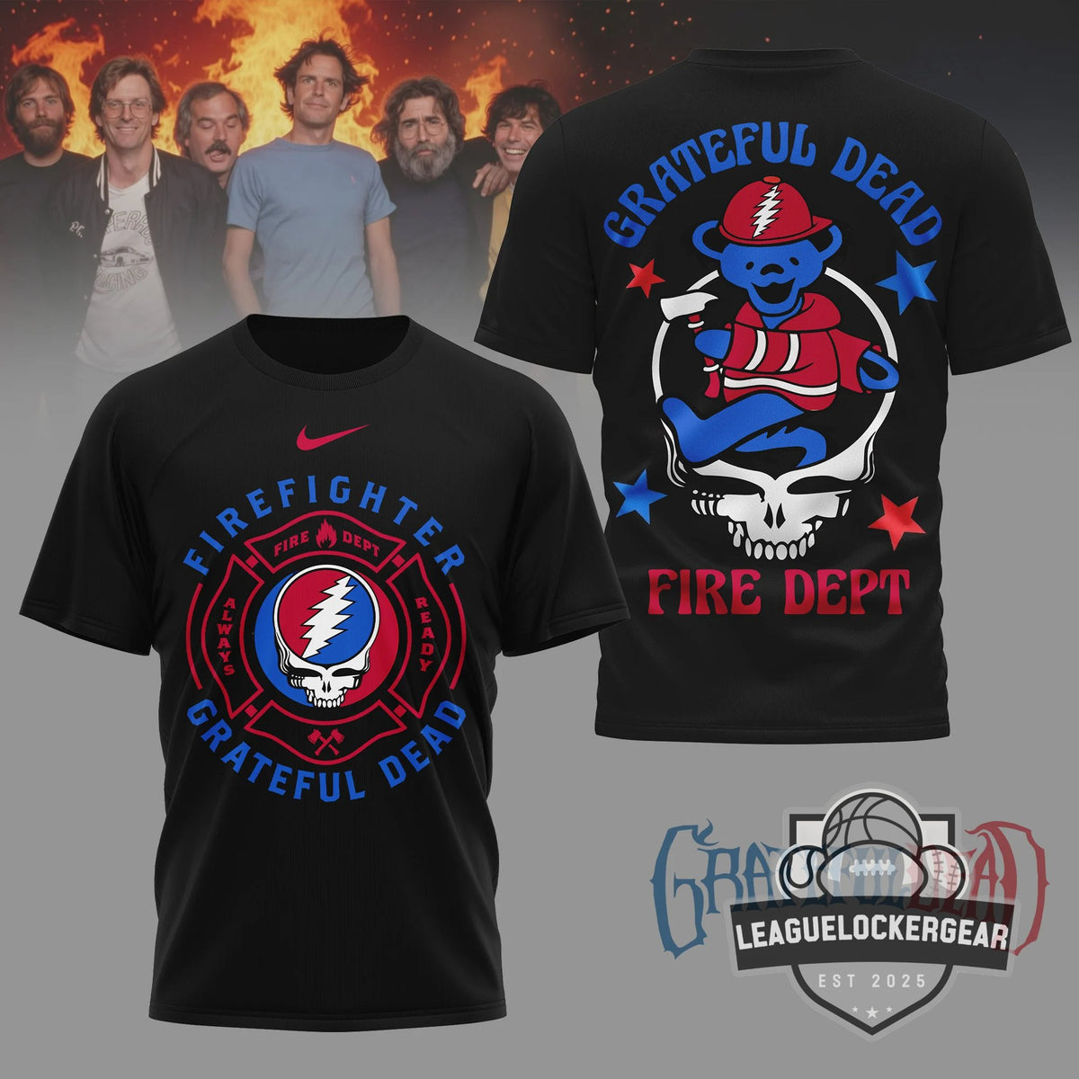 Grateful Dead Firefighter Fire Dept T-Shirt - LeagueLockerGear
