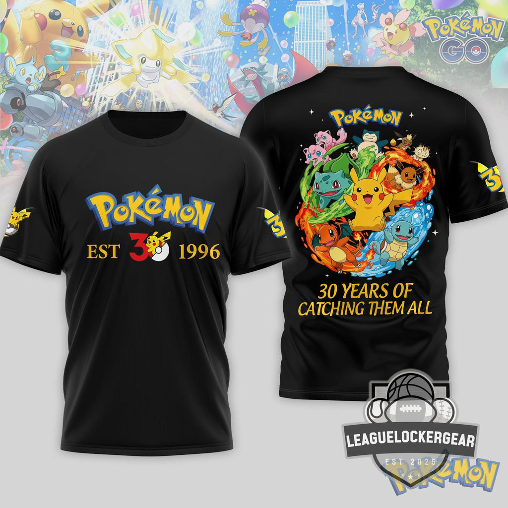 Pokémon 30th Anniversary Catching Them All T-Shirt - LeagueLockerGear