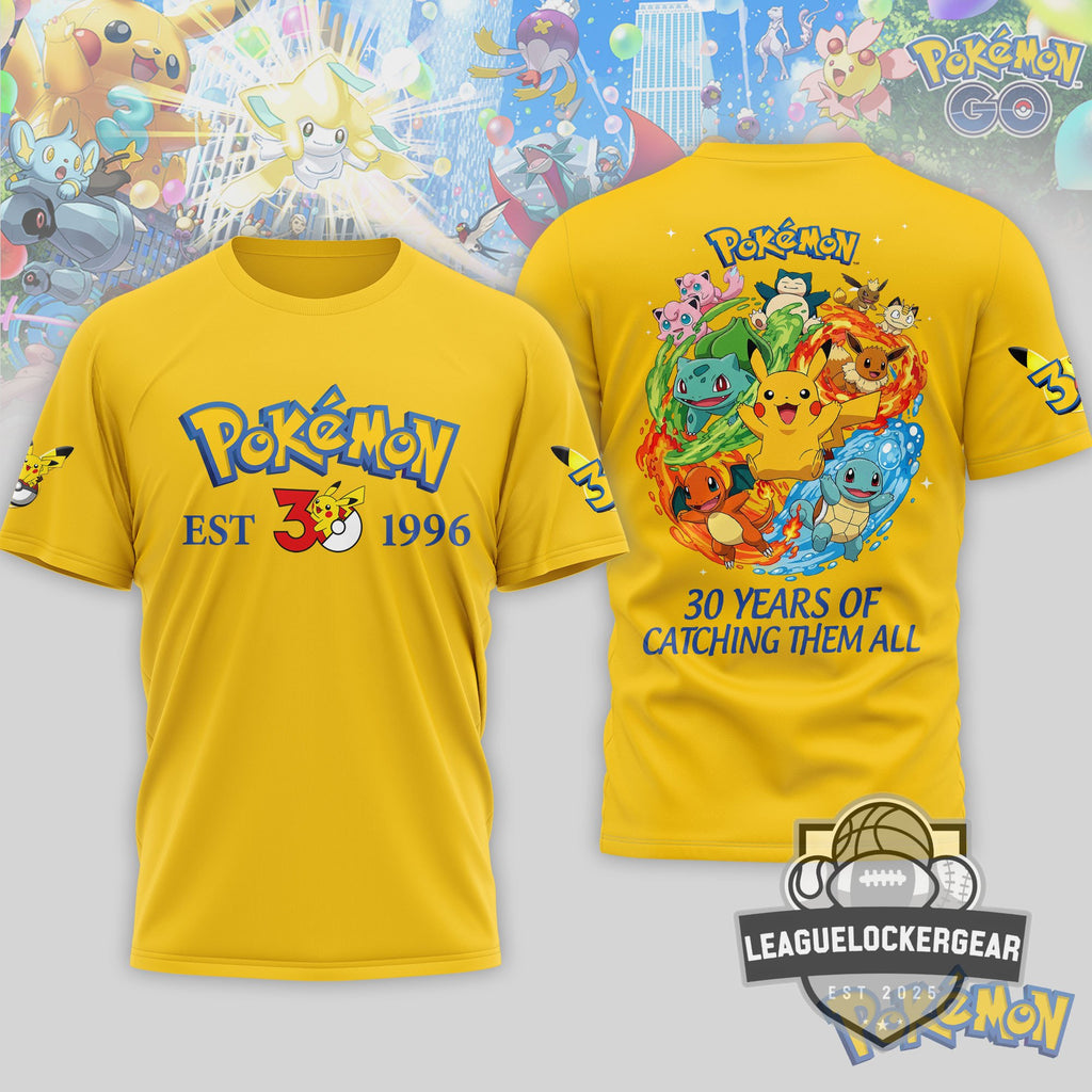 Pokémon 30th Anniversary Catching Them All T-Shirt - LeagueLockerGear