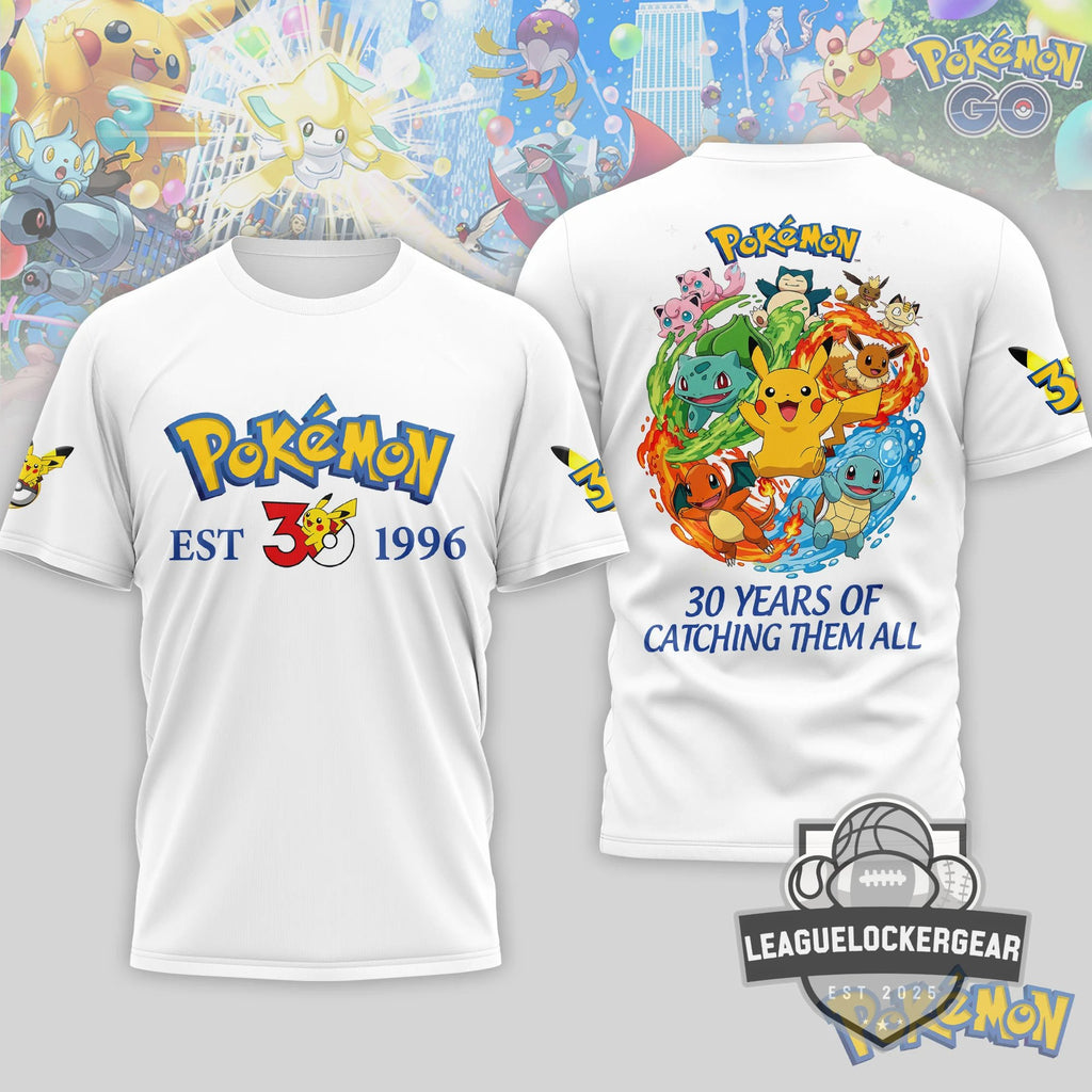 Pokémon 30th Anniversary Catching Them All T-Shirt - LeagueLockerGear