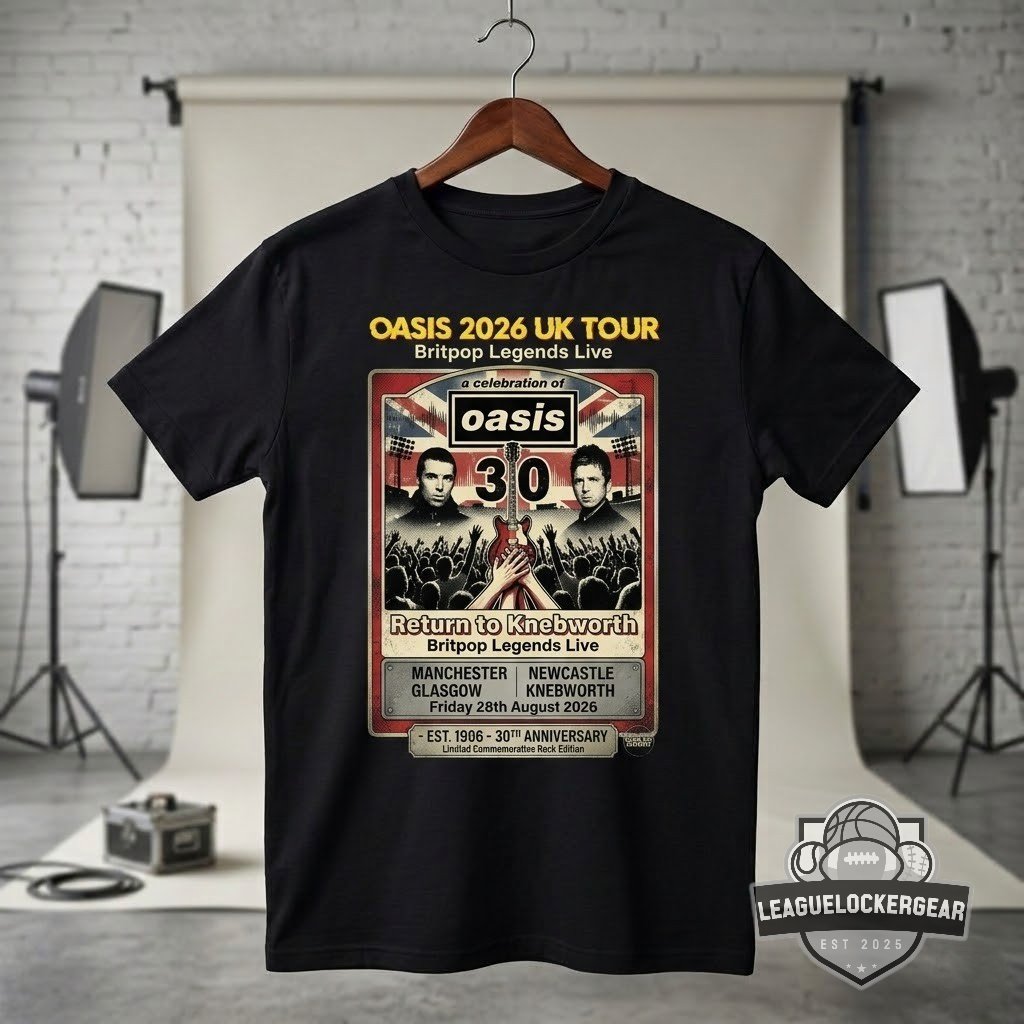 Oasis 2026 UK Tour 30th Anniversary Return to Knebworth T-Shirt - LeagueLockerGear