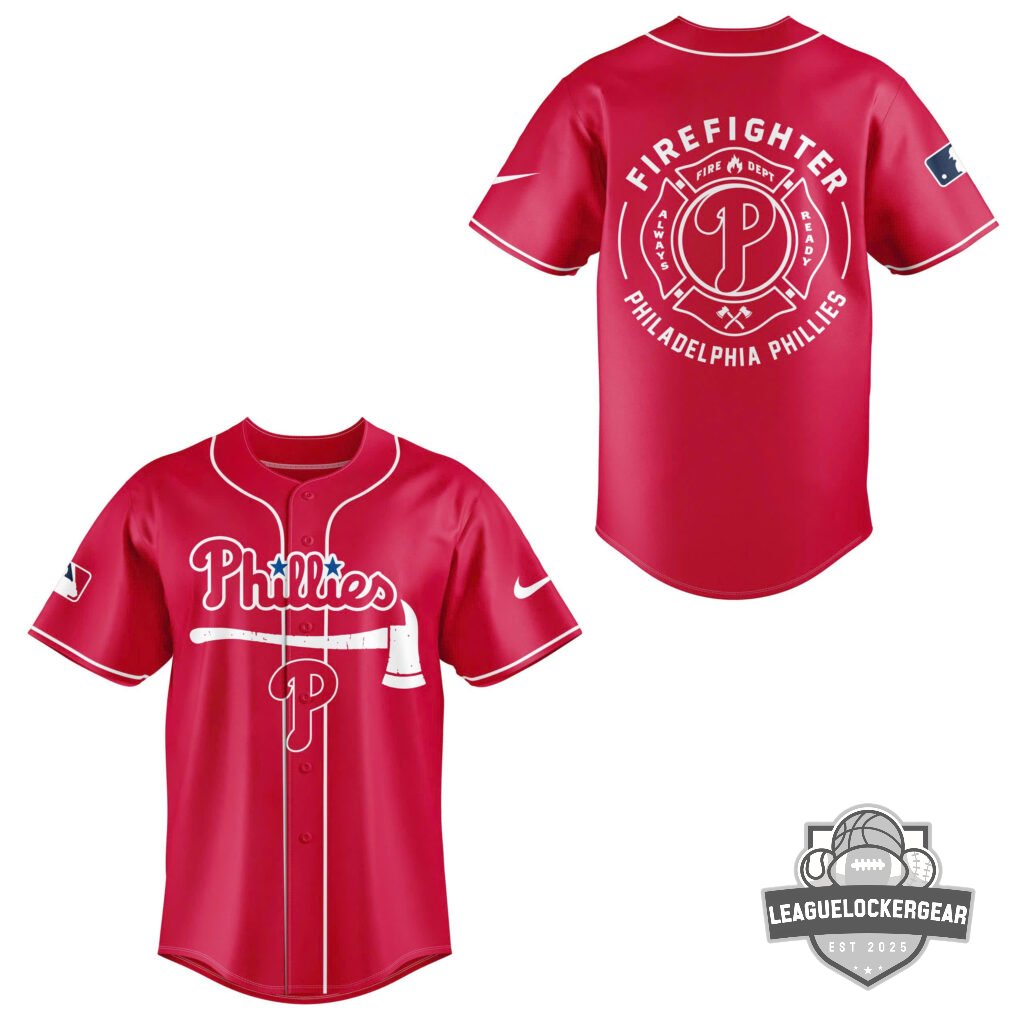 Philadelphia Phillies Firefighter Appreciation Day Baseball Jersey - LeagueLockerGear