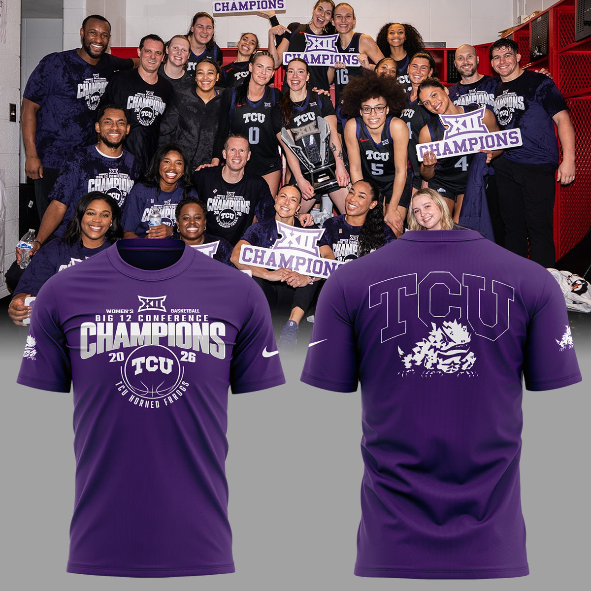 TCU Horned Frogs Women's Basketball Big 12 Conference Champions 2026 T-Shirt - LeagueLockerGear