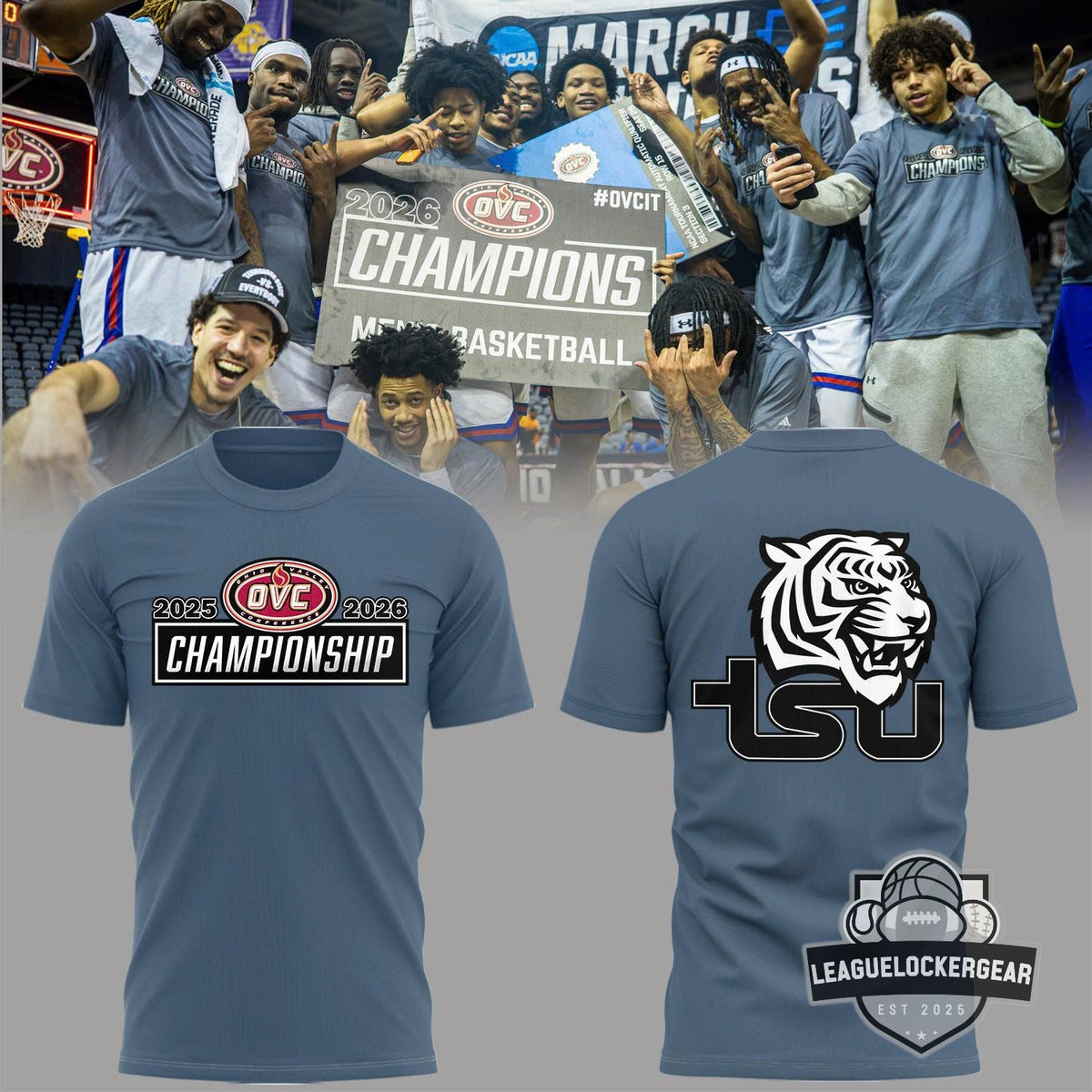 TSU Tigers 2025 2026 OVC Championship T-Shirt - LeagueLockerGear