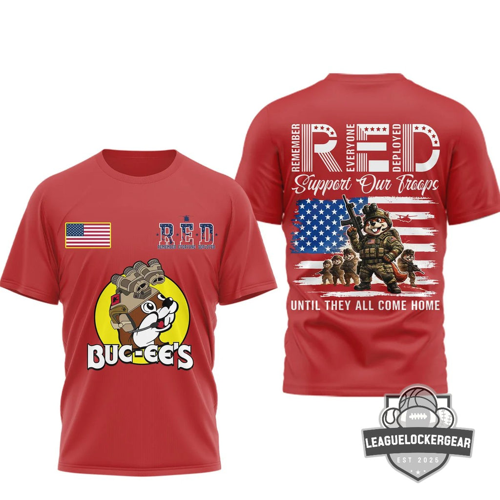 Buc-ee's Remember Everyone Deployed Military Support T-Shirt - LeagueLockerGear