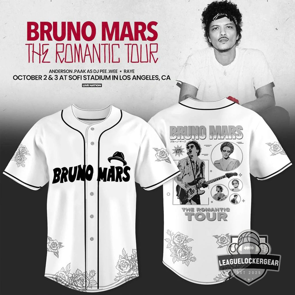 Bruno Mars The Romantic Tour Baseball Jersey - LeagueLockerGear