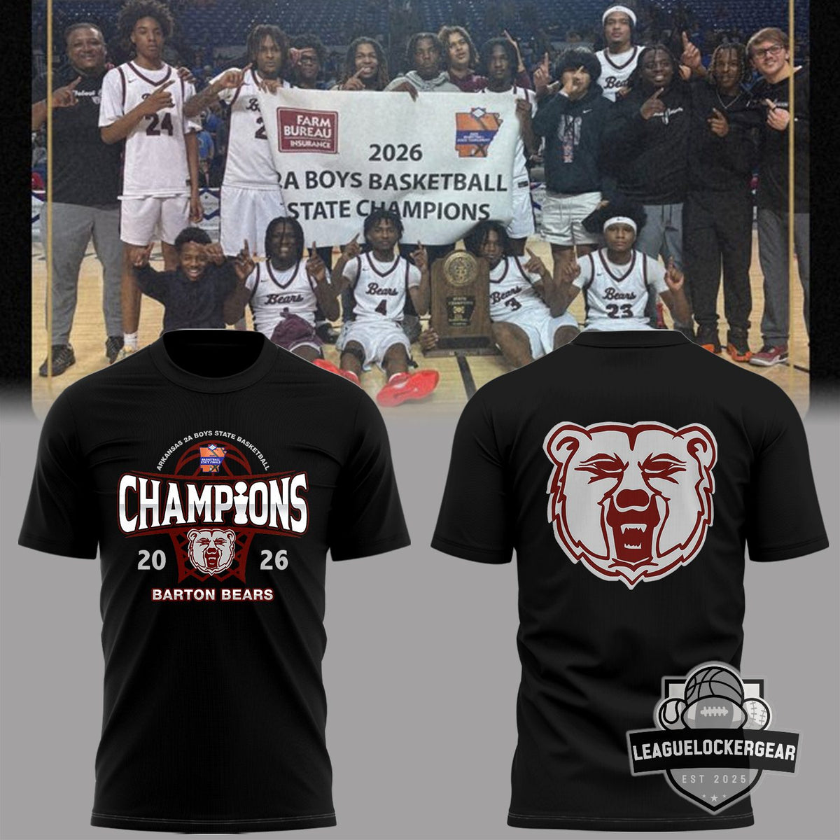 Barton Bears Arkansas 2A Boys Basketball State Champions 2026 T-Shirt - LeagueLockerGear