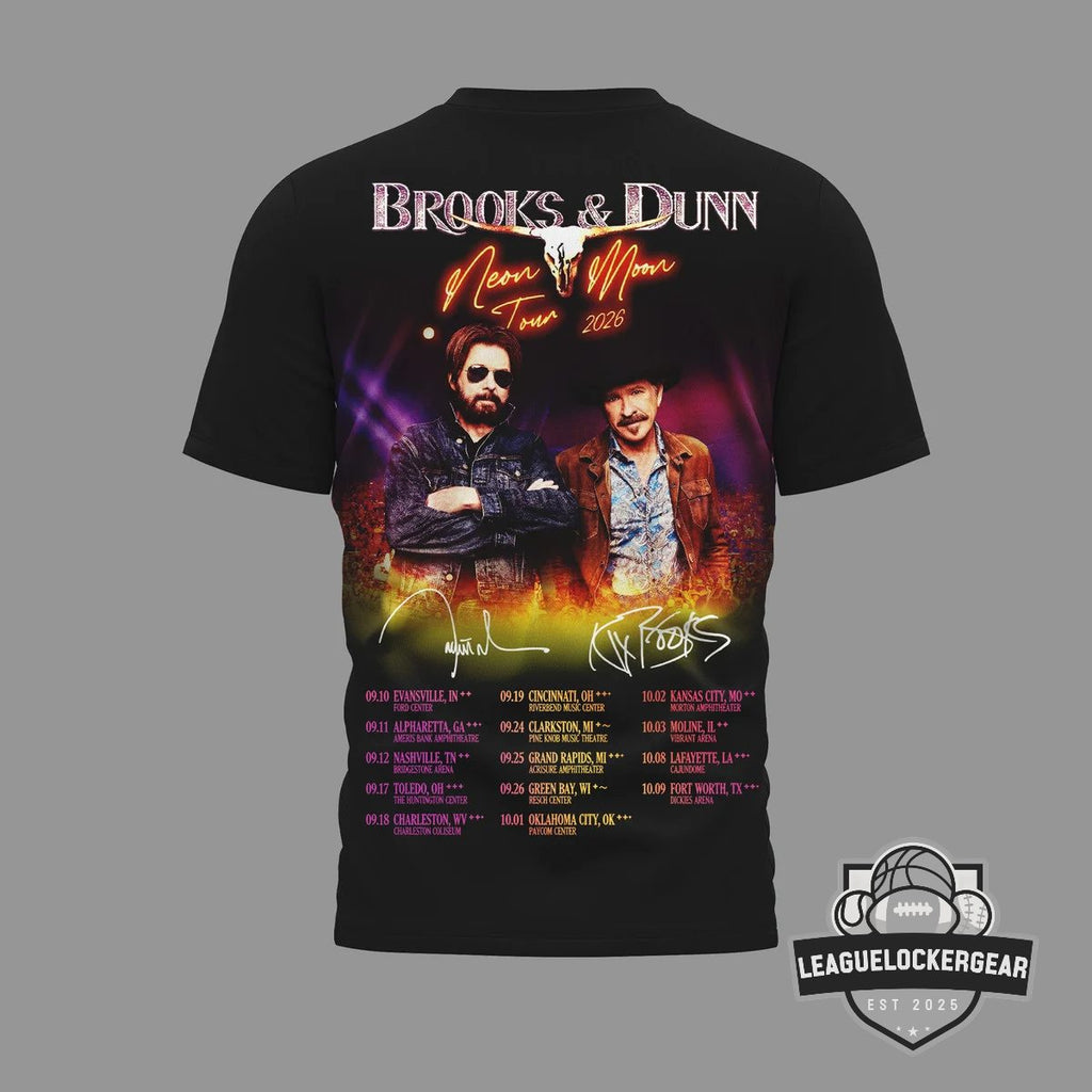 Brooks & Dunn Neon Moon Tour 2026 Signatures T-Shirt - LeagueLockerGear