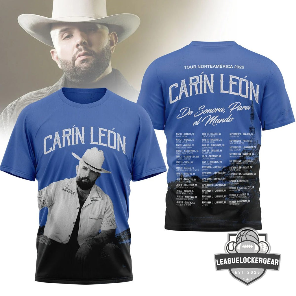 Carin León Tour Norteamérica 2026 De Sonora Para el Mundo T-Shirt - LeagueLockerGear