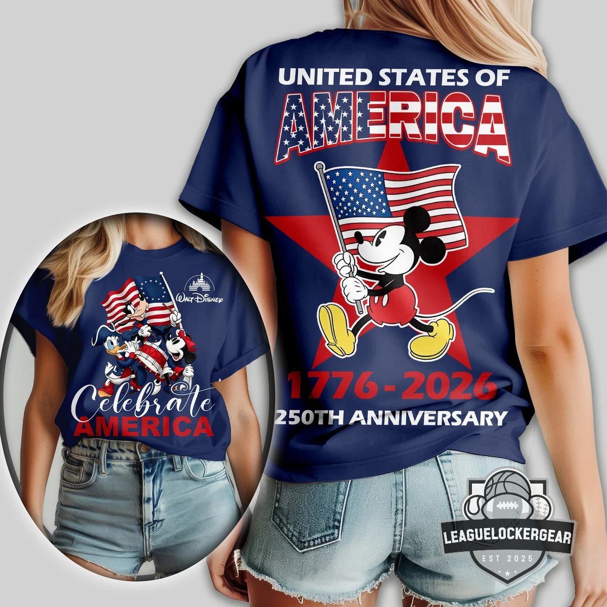 Disney Mickey Mouse 250th Anniversary America 1776-2026 T-Shirt - LeagueLockerGear