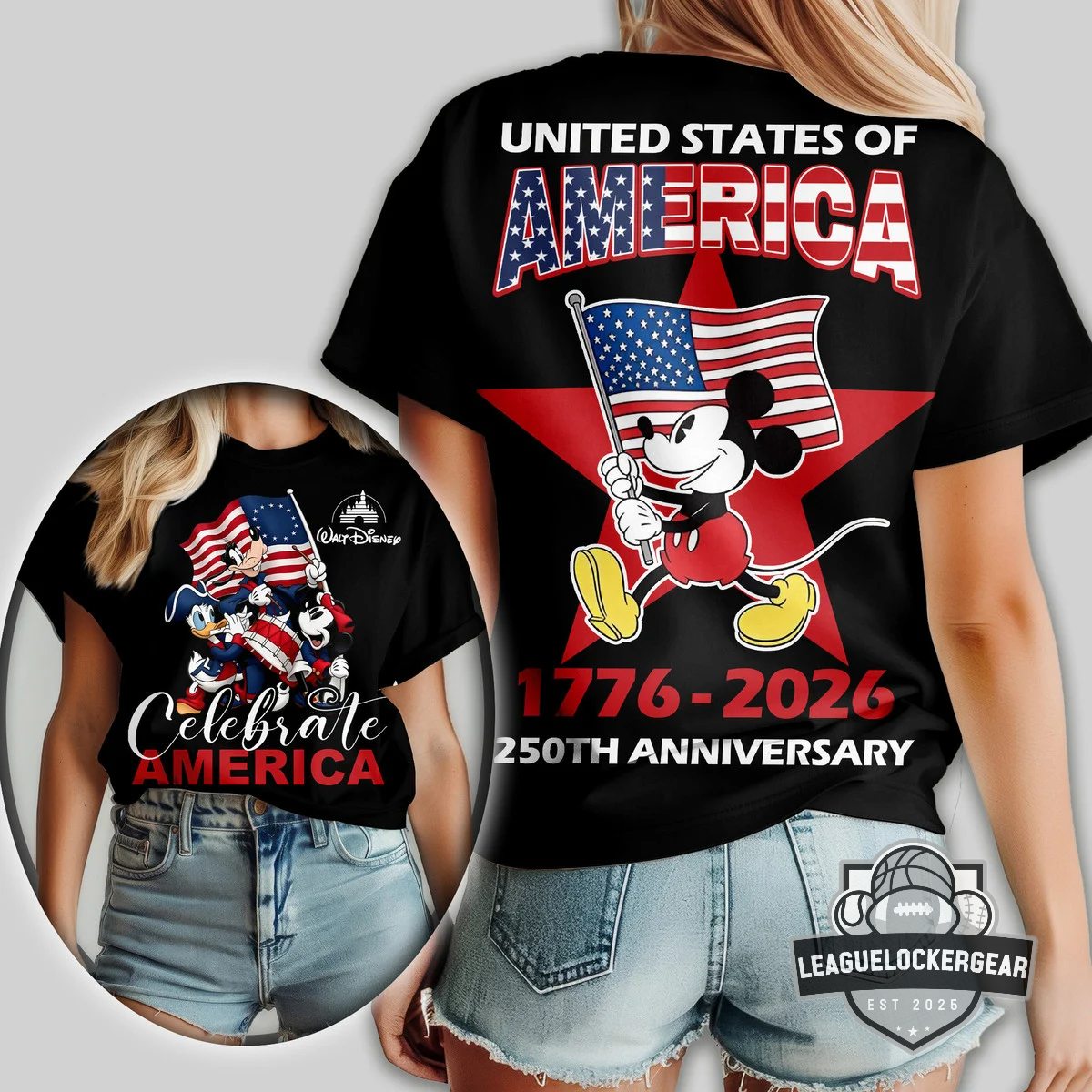 Disney Mickey Mouse 250th Anniversary America 1776-2026 T-Shirt - LeagueLockerGear