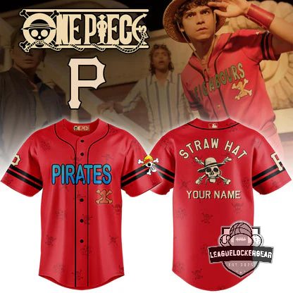 One Piece Straw Hat Pirates Custom Baseball Jersey - LeagueLockerGear