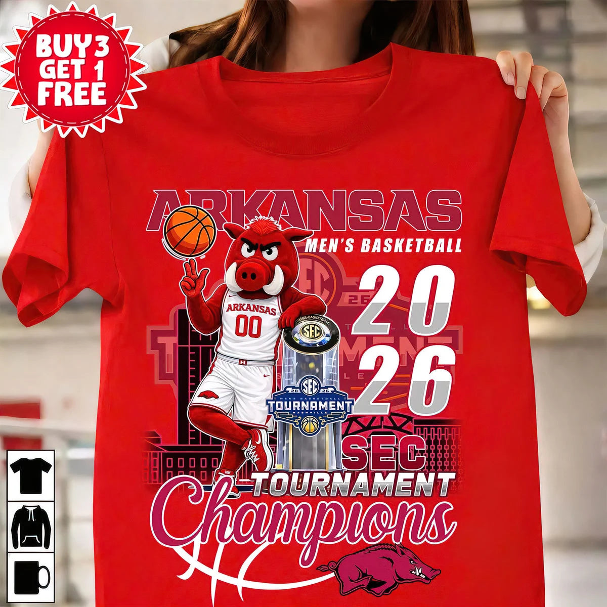 Arkansas Men's Basketball 2026 SEC Tournament Champions T-Shirt - LeagueLockerGear